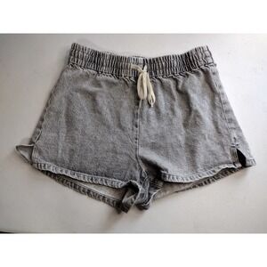 PacSun Womens Grey Acid Wash Cotton Drawstring Elastic Waist Denim Shorts S